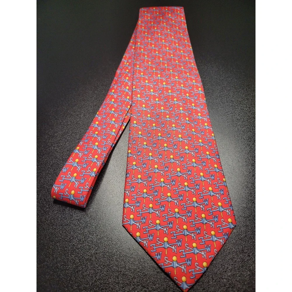 Gucci Men's Necktie Red Weather Vane Silk 3.75